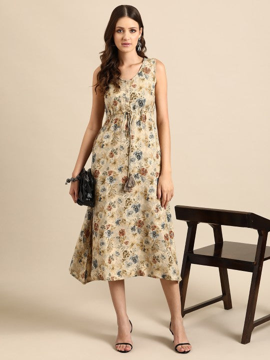 midi dress for women v neck V-Neck Venetian Midi Dress - LARGE / BLUE