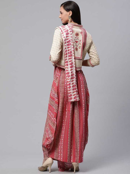 Indian Crop Top With Palazzo And Attached Dupatta | Pant Saree vitansethnics