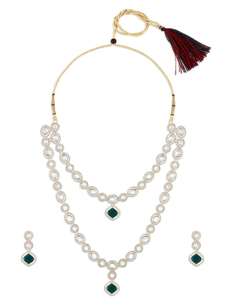 Gold Plated Austrian Diamonds Studded Jewellery Set VitansEthnics