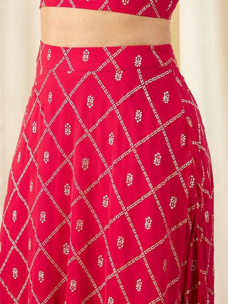 Backless Crop Top With Skirt Set | Lehenga Choli vitansethnics