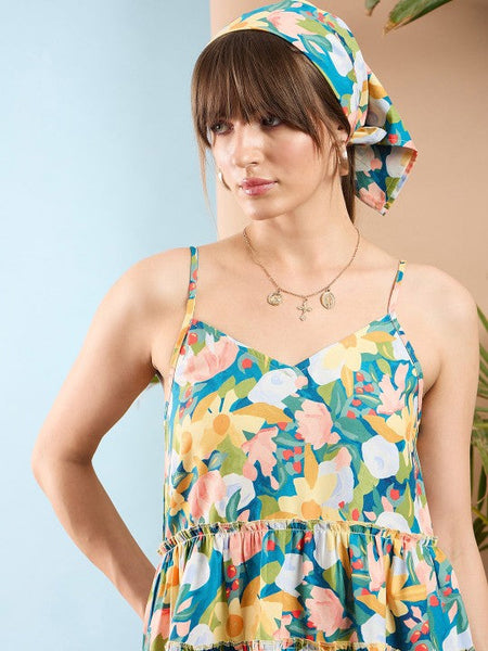 Women Floral Printed V Neck Top & Flared Trousers Co-Ord Set VitansEthnics