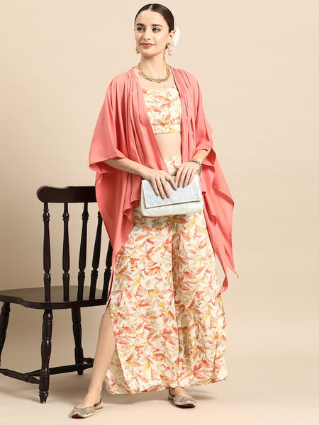 Women Ethnic Printed Co-Ords with Shrug VitansEthnics