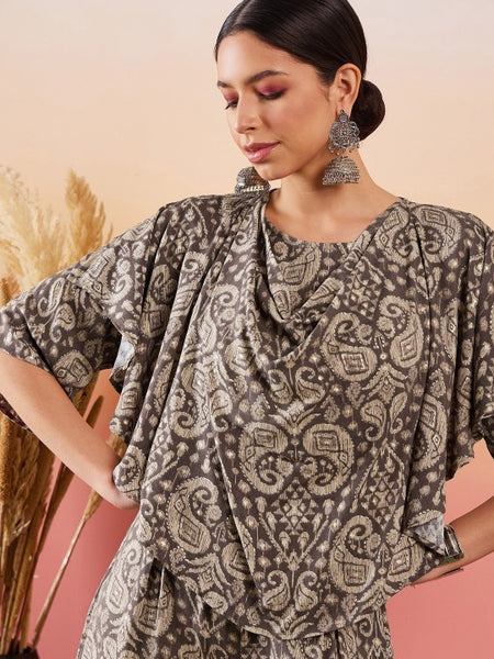 Printed Flared Kurta With Palazzo For Women, Paisley Printed Top & Palazzo Set, Indian Suit Set, Indo Western Outfit, Indian Dress VitansEthnics