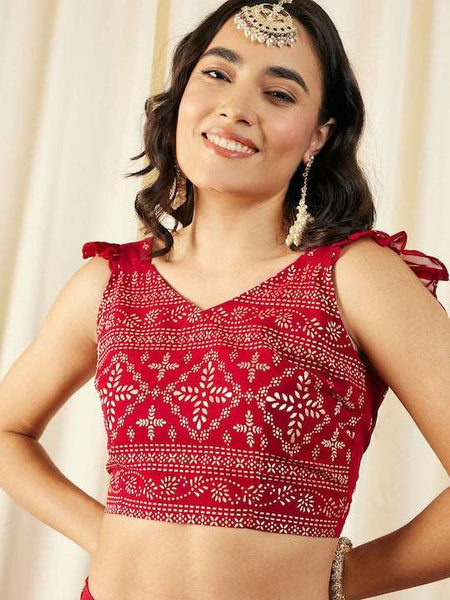 Crop Top With Pleated Palazzo Pants Set vitansethnics