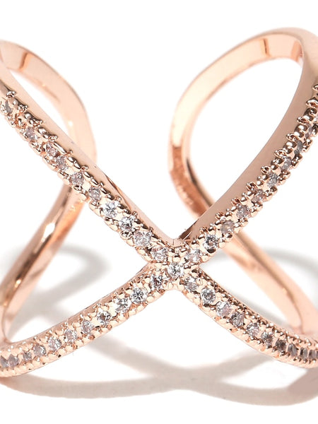 18K Rose Gold-Plated Zircon Stone-Studded Adjustable Ring VitansEthnics