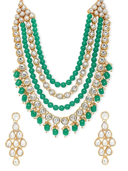 Gold-Plated White Kundan Studded Jewellery Set VitansEthnics