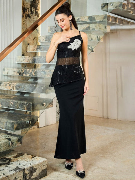 Sequin Embellished Top With Skirt Set VitansEthnics