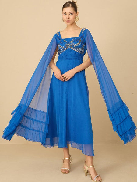 Embellished Maxi Dress For Women, Indian Dress For Women, Indo Western Outfit, Gown For Women, Indian Wedding Guest Outfit4 VitansEthnics