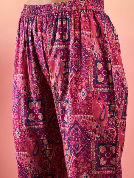 Ethnic Printed One Shoulder Kurta & Trousers For Women, Co-Ords Set, Pant Kurti Set, Coord Set, Ethnic Indian Dress, Kurti Set VitansEthnics