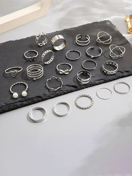 Women Set Of 23 Gold-Plated Finger Rings VitansEthnics