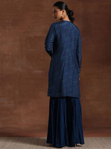 Embroidered Crop Top With Sharara and Shrug Set VitansEthnics