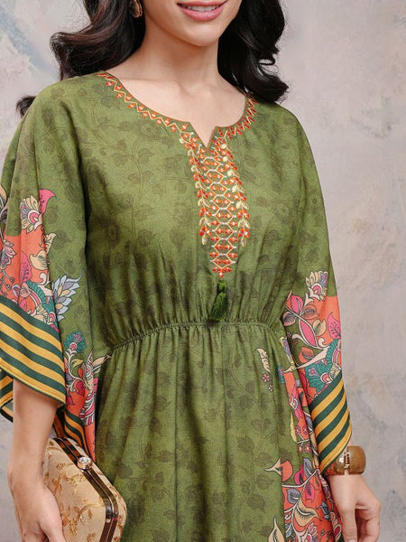 Printed Kaftan Kurta With Trousers For Women, Indian Suit Set, Indian Dress, Indo Western Outfit, Kaftan Kurti Set VitansEthnics
