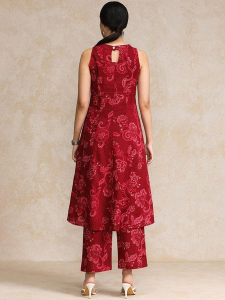 Women Ethnic Motifs Printed Regular Pure Cotton Kurta with Trousers VitansEthnics