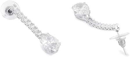 Women Silver Tone Cubic Zirconia Party Contemporary Necklace Earring & Ring Set VitansEthnics
