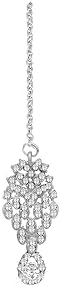 Bridal Crystal Jewelry Set for Women Necklace Earrings Maangtikka Set Wedding Silver Plated VitansEthnics