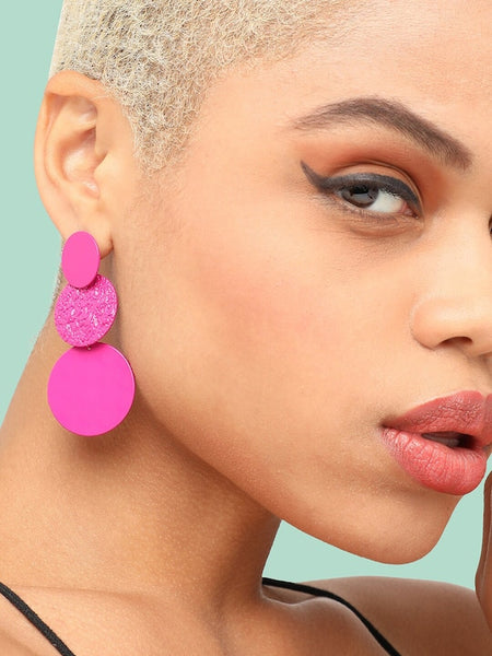 Gold Plated Pink Contemporary Drop Earrings VitansEthnics