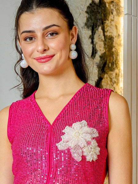 Sequin Embellished Top With Palazzo Set VitansEthnics