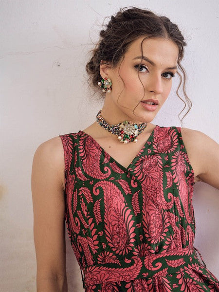 14Ethnic Motifs Printed Sleeveless Jumpsuit For Women, Indian Jumpsuit, Indian One Piece Dress, Indo Western Outfit, Fusion Outfit VitansEthnics