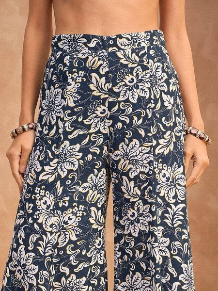 Ethnic Printed Crop Top with Palazzo Indo Western Outfit Set VitansEthnics