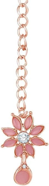 Flower Rose Gold Plated Crystal Studded Engagement Jewellery Set VitansEthnics
