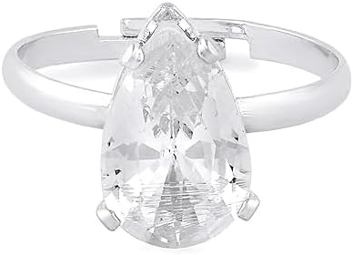 Women Silver Tone Cubic Zirconia Party Contemporary Necklace Earring & Ring Set VitansEthnics
