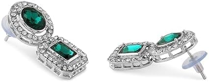 Green Stones & Austrian Diamonds Necklace & Earring Set For Women VitansEthnics