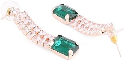 Green Dazzling Contemporary Necklace Earring & Ring Set For Women VitansEthnics