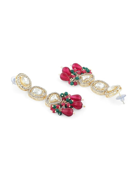 Gold Plated Crystal Studded & Beaded Jewellery Set VitansEthnics