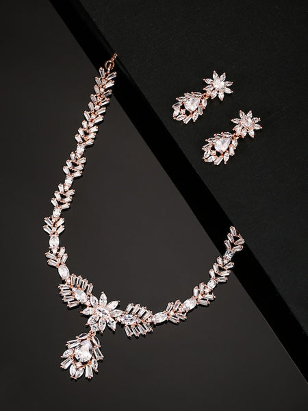 Rose Gold-Plated AD & CZ Studded Jewellery Set VitansEthnics