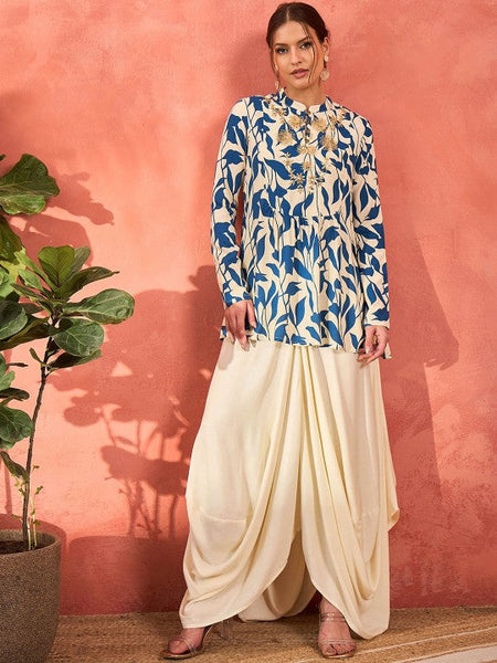 Floral Embroidered Kurti With Dhoti Pants For Women, Wedding Guest Outfit, Indian Dress, Party Wear Indo Western Outfit, Indian Dhoti Suit29 VitansEthnics