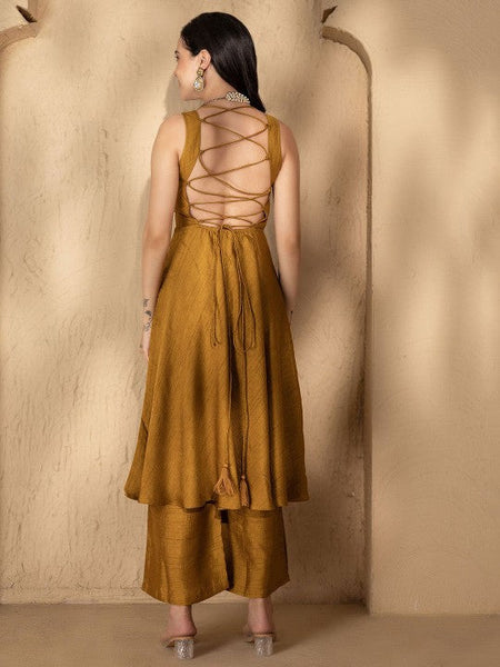 Backless Flared Kurta With Palazzo Suit Set VitansEthnics