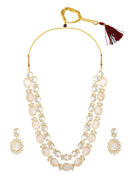Gold-Plated Stones Studded Jewellery Set VitansEthnics