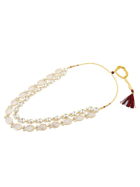Gold-Plated Stones Studded Layered Necklace Jewellery Set VitansEthnics