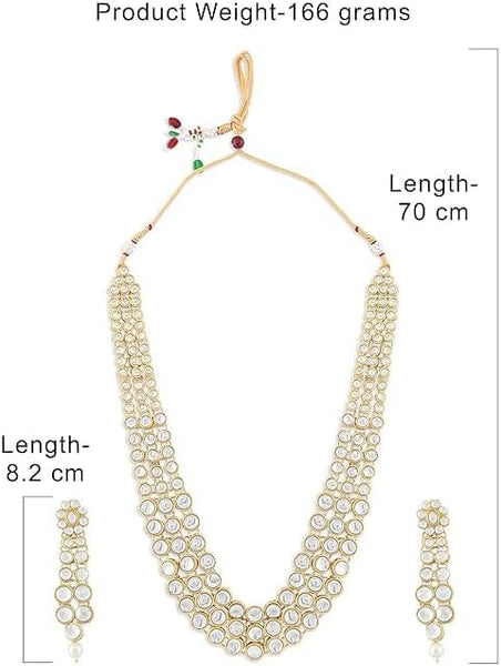 Traditional Kundan Long Necklace With Earrings Set for Women Indian Jewelry Set For Weddings VitansEthnics