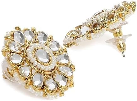 Gold Tone Kundan & Pearls Flowers Choker Necklace & earring Set For Women VitansEthnics