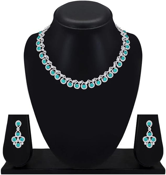 Silver Plated Jewelry Set for Women Elegant Necklace and Earrings Set for Weddings Parties and Everyday Wear VitansEthnics