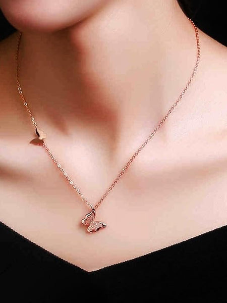 Rose Gold Plated Necklace With Charm Pendant For Women VitansEthnics