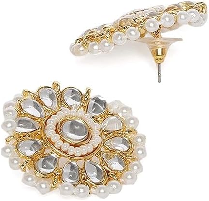 Gold Tone Kundan & MultiStrand Pearls Choker Necklace & Earring Set For Women VitansEthnics