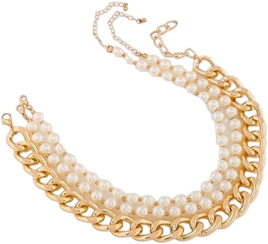 Gold Toned & White Pearl Choker Necklace, Choker Necklace For Women, Contemporary Choker Necklace VitansEthnics