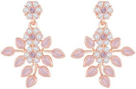 Women Rose Gold Plated White & Pink Crystal Studded Jewellery Set VitansEthnics