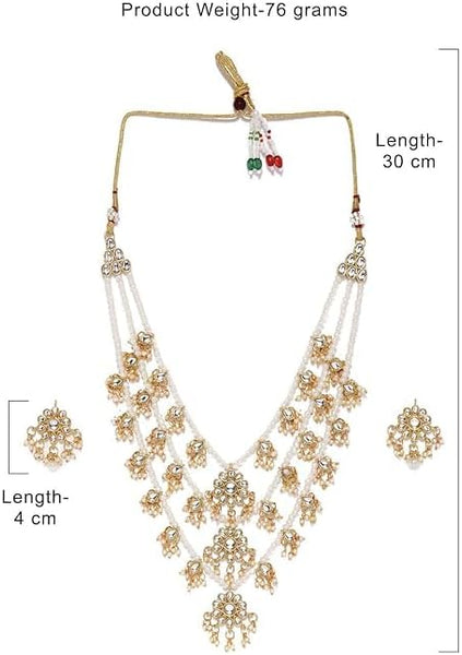 Indian Ethnic Kundan & Pearls Multi Layers Bridal Necklace Set For Women VitansEthnics