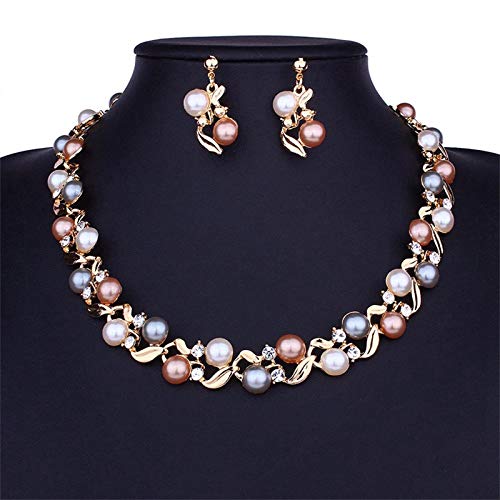 Multicolored Pearl Necklace Set Jewellery Set with Earrings for Women VitansEthnics