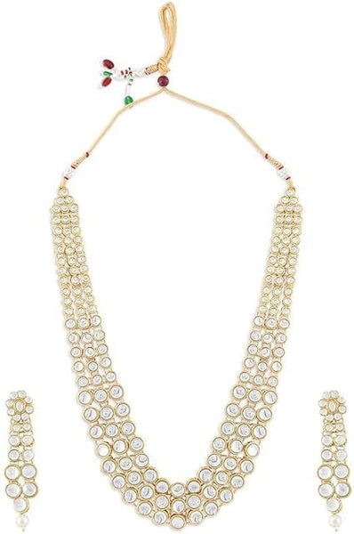 Traditional Kundan Long Necklace With Earrings Set for Women Indian Jewelry Set For Weddings VitansEthnics