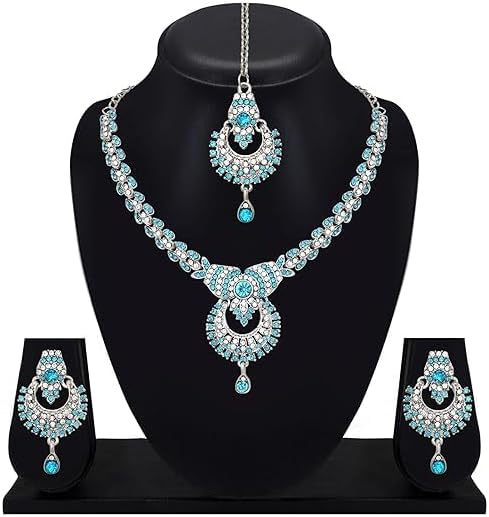 Silver Plated Necklace Jewelry Set with Earrings for Women Statement Jewelry for Weddings Parties and Special Occasions VitansEthnics