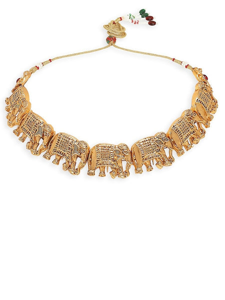 Gold-Plated Elephant Design Antique Choker Necklace Set VitansEthnics