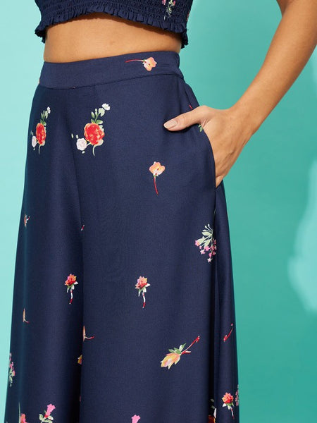 Floral Printed Crop Top with Palazzo Indo Western Set VitansEthnics