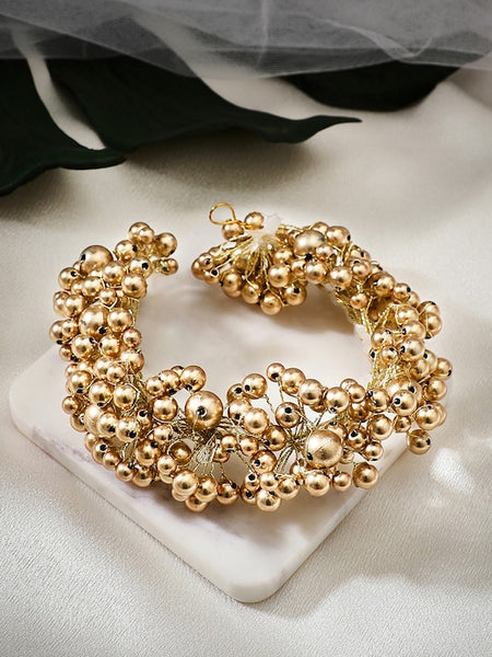Gold-Toned Beaded Festive Hair Bun | Hair Accessory VitansEthnics
