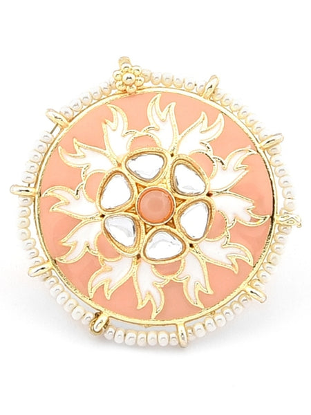 Set of 3 Gold-Plated White Stone Studded Adjustable Finger Rings VitansEthnics