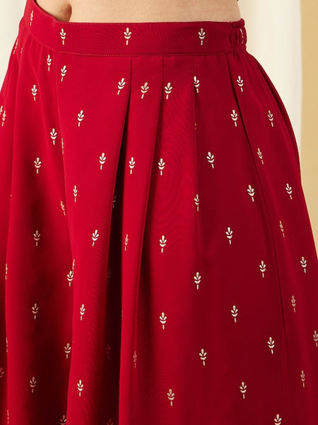 Crop Top With Pleated Palazzo Pants Set vitansethnics