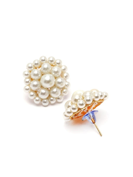 Gold-Plated Pearl Beaded Choker Necklace & Earrings VitansEthnics